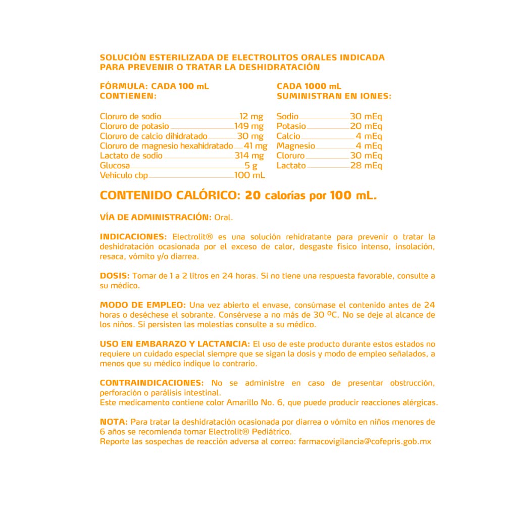 Suero Electrolit Suero Naranja-Mandarina 625 Mililitros