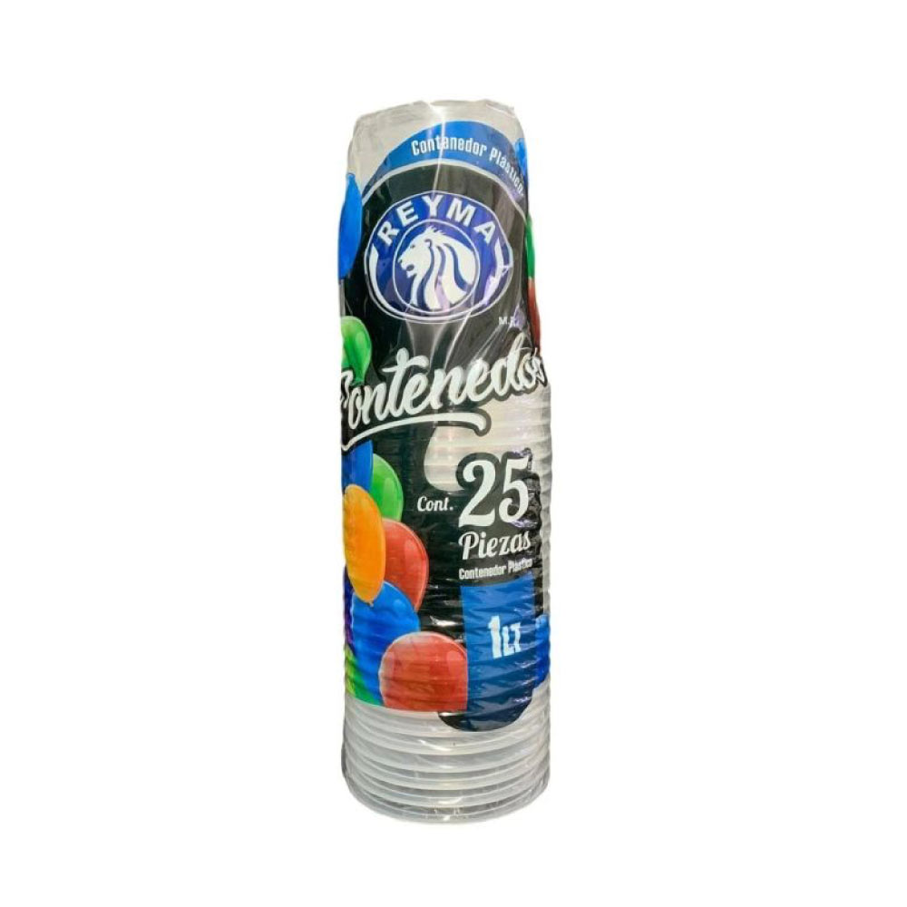 Vaso Reyma Plastico 1 Litro 25 piezas