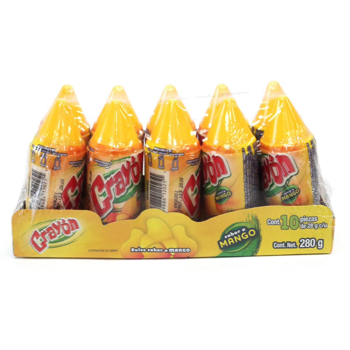 Dulce Acidito Crayon Mango Paquete Con 10 Piezas De 28 Gramos