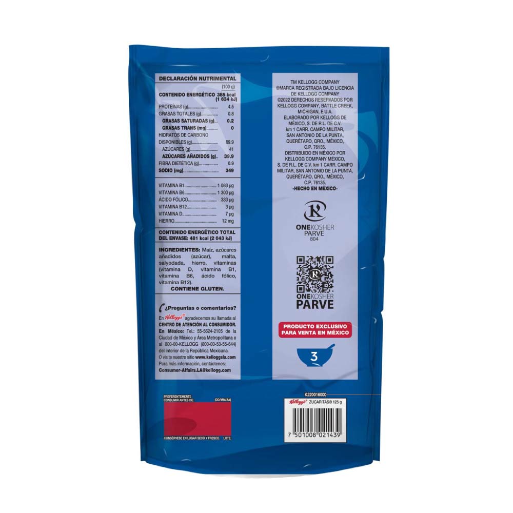Cereal Zucaritas Kelloggs Econopack 125 Gramos