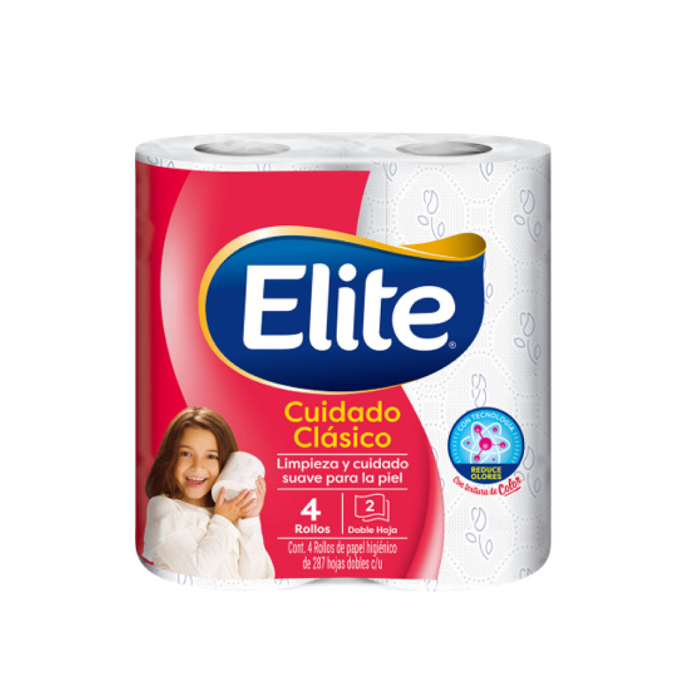 Papel Higiénico Elite Clásico Color 287 Hojas 4 Rollos