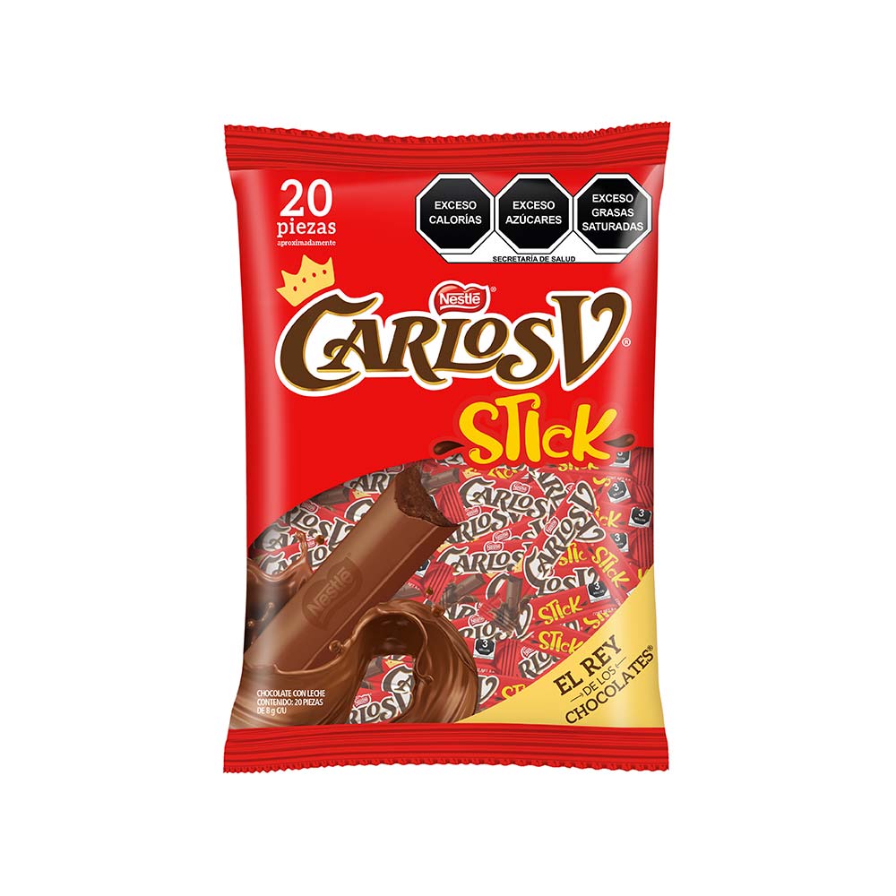 Chocolate Carlos V Stick 20 piezas de 8 Gramos