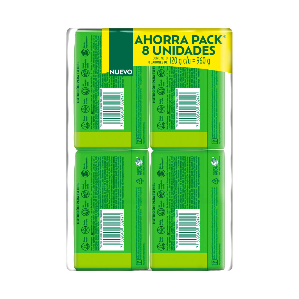Jabón de Tocador Palmolive Naturals Aloe y Oliva Barra 120 g 8 pzas