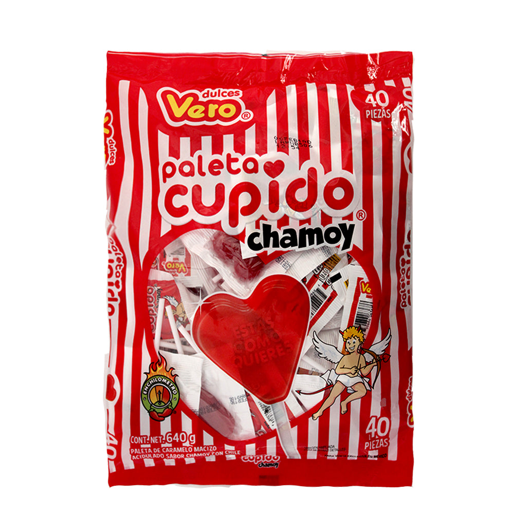 Paleta Cupido Maciza Chamoy Bolsa Con 40 Piezas