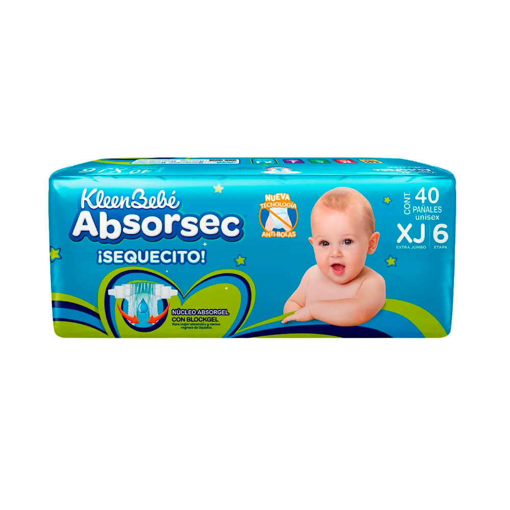 Pañal Absorsec Extra Jumbo Paquete Con 40 Piezas