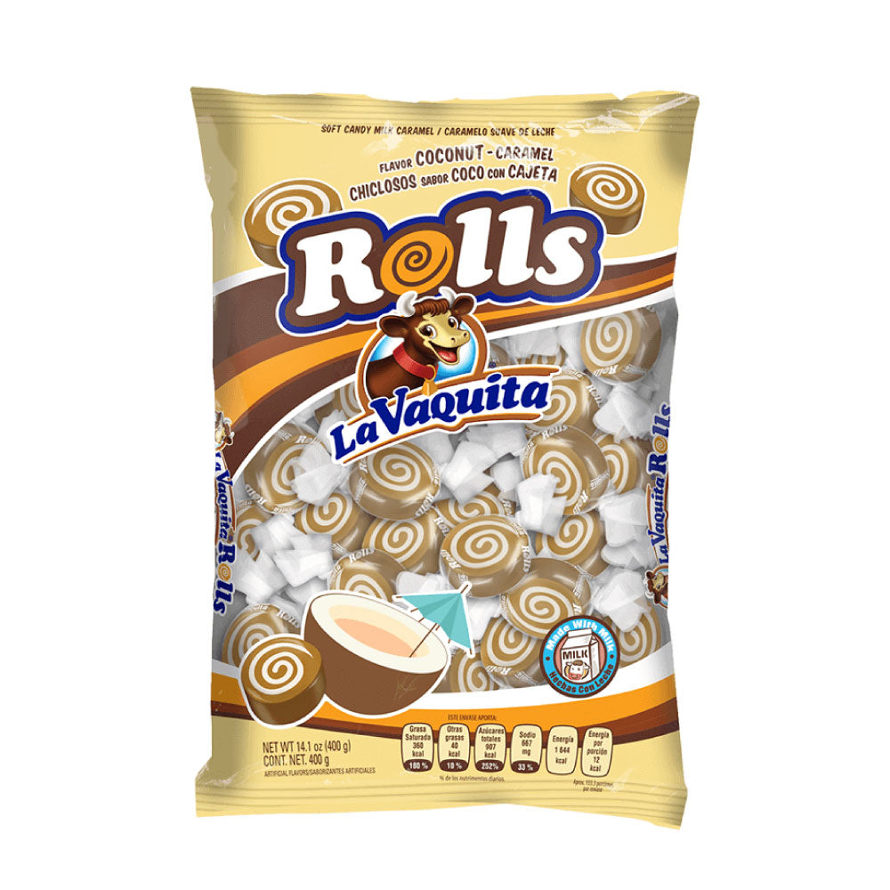 La Vaquita Rolls Sabor Coco Bolsa 400 Gr