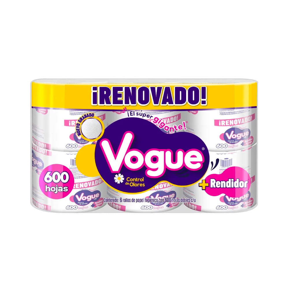 Higiénico Vogue 600 Hojas 6 pz
