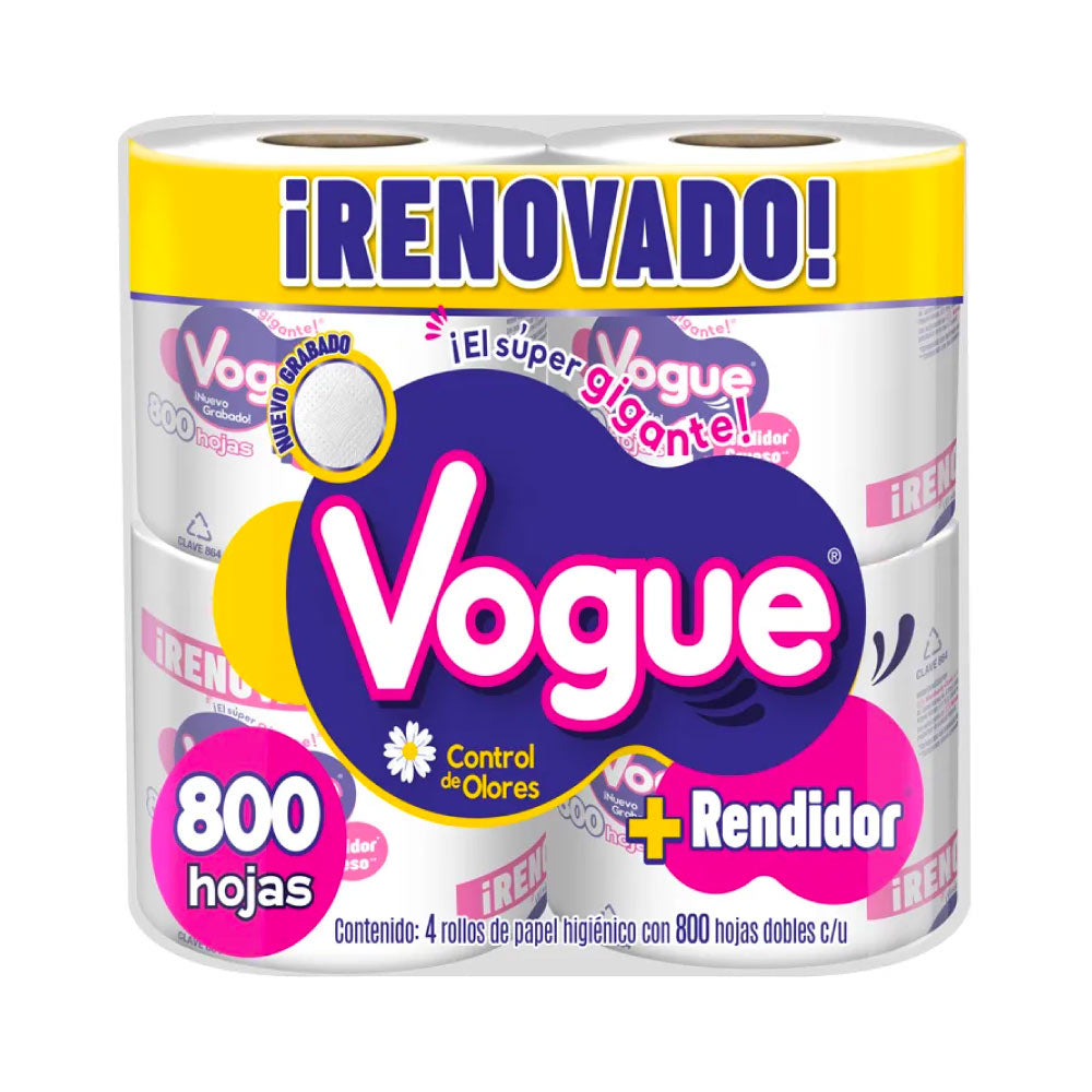 Higiénico Vogue 800 Hojas 4 pz