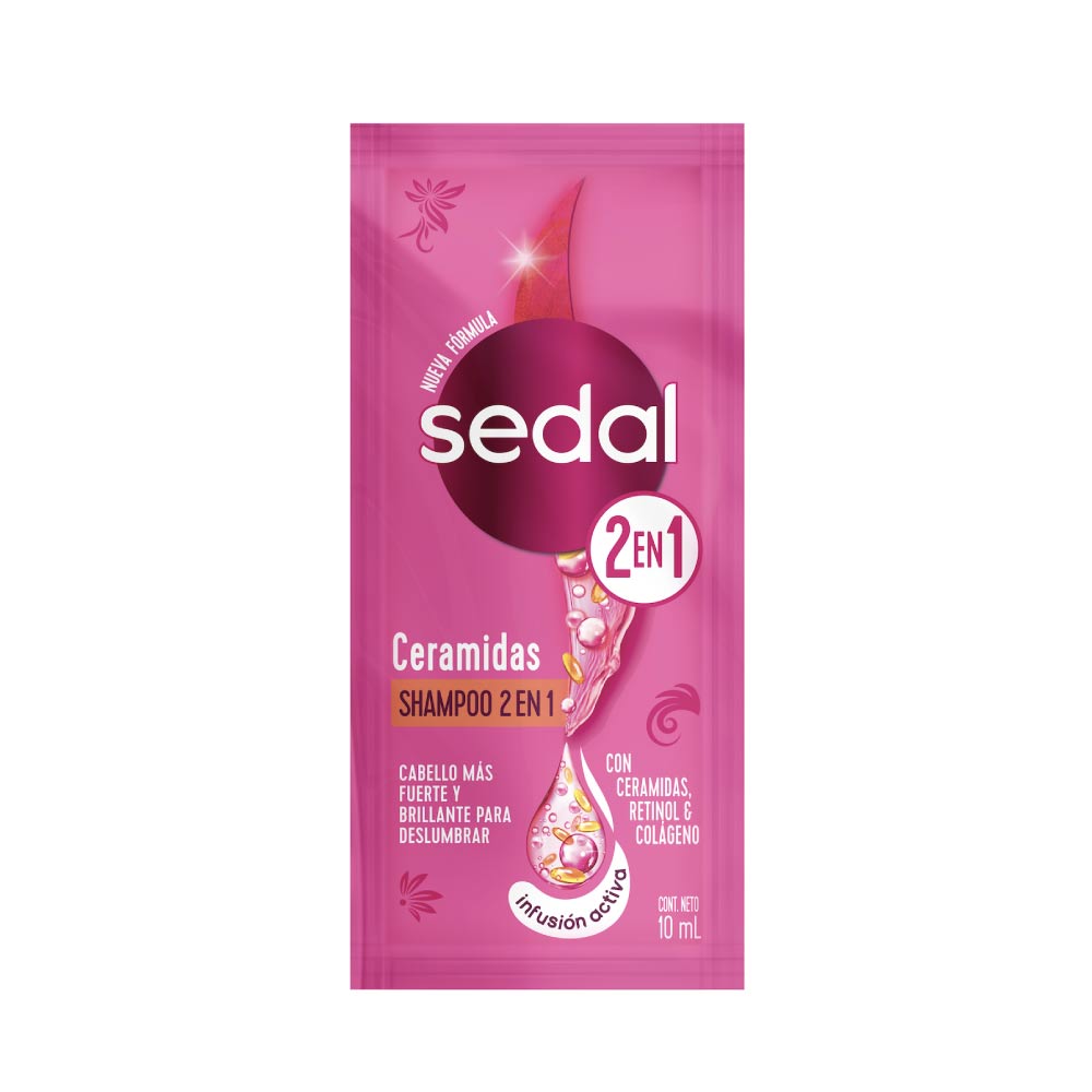 Shampoo Sedal Ceramidas 2 En 1 Paquete Con 24 Sobres De 15 Ml