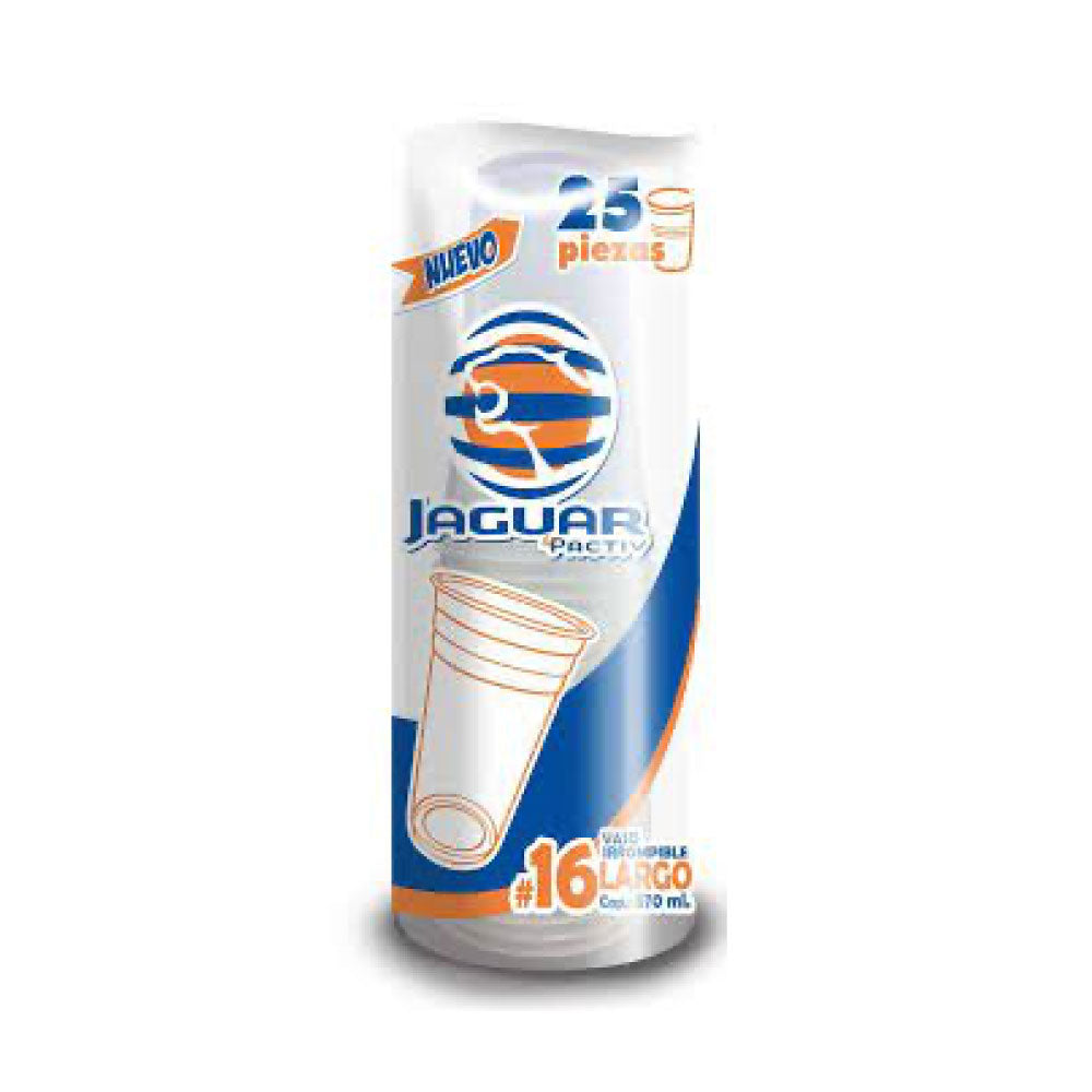 Vaso #16 Largo Irrompible Jaguar 25 Pz