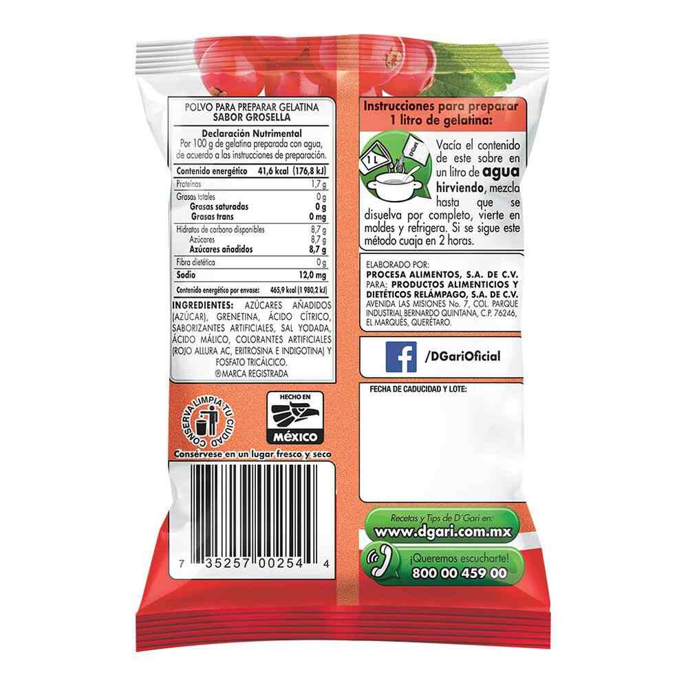 Gelatina D'Gari Sabor Grosella 120 Gramos