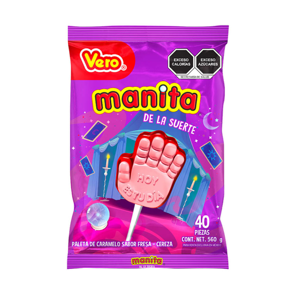 Paleta Vero Maciza Manita De La Suerte Bolsa Con 40 Piezas
