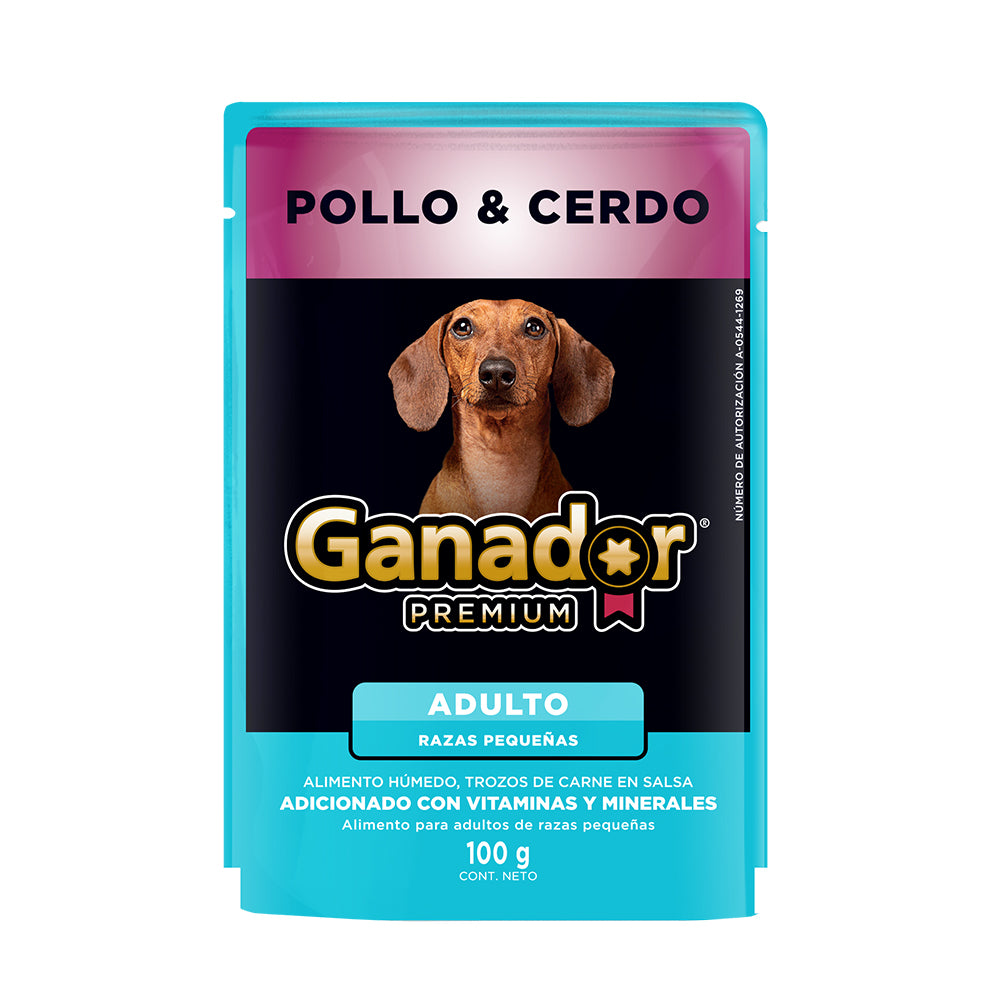 Ganador Premium Pollo y Cerdo sobre de 100 gr