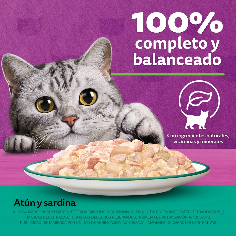 Whiskas Pouch Souffle Atun & Sardindas sobre de 85 gr