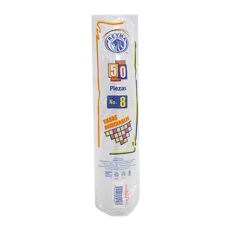Vaso Plástico Reyma #8 Bolsa con 50 Piezas