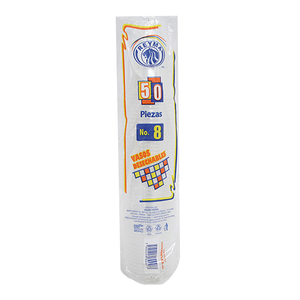 Vaso Plástico Reyma #8 Bolsa con 50 Piezas