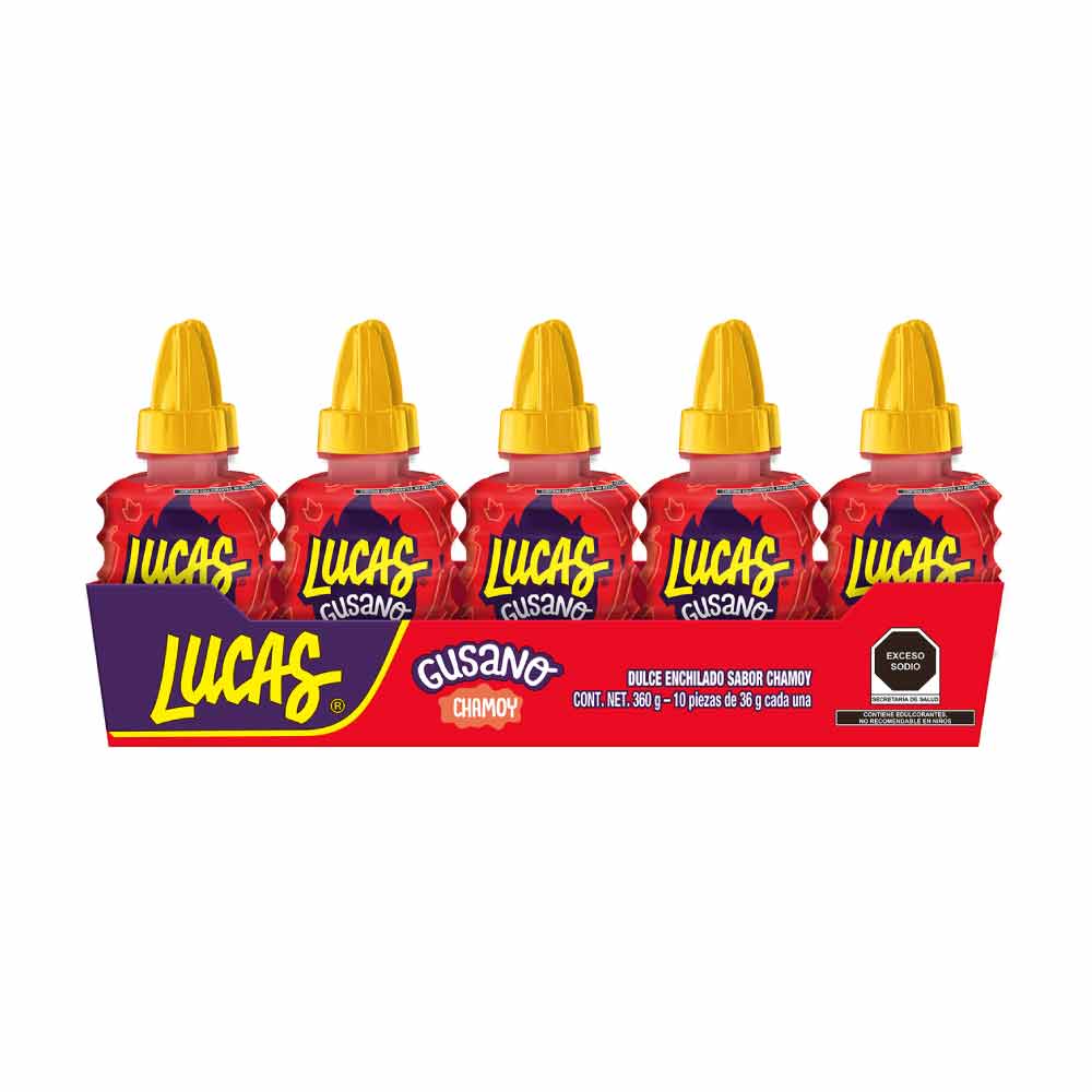 Dulce Acidito Lucas Gusano Chamoy Paquete Con 10 Piezas