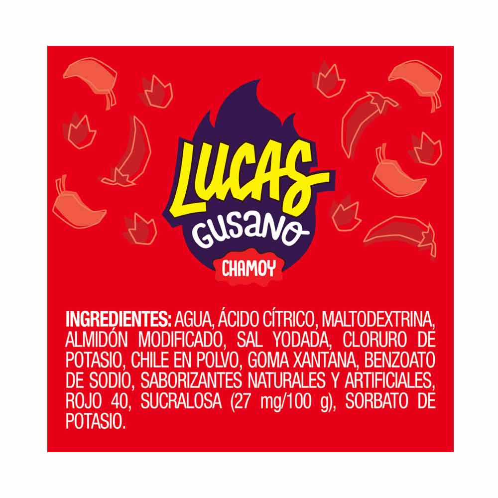 Dulce Acidito Lucas Gusano Chamoy Paquete Con 10 Piezas