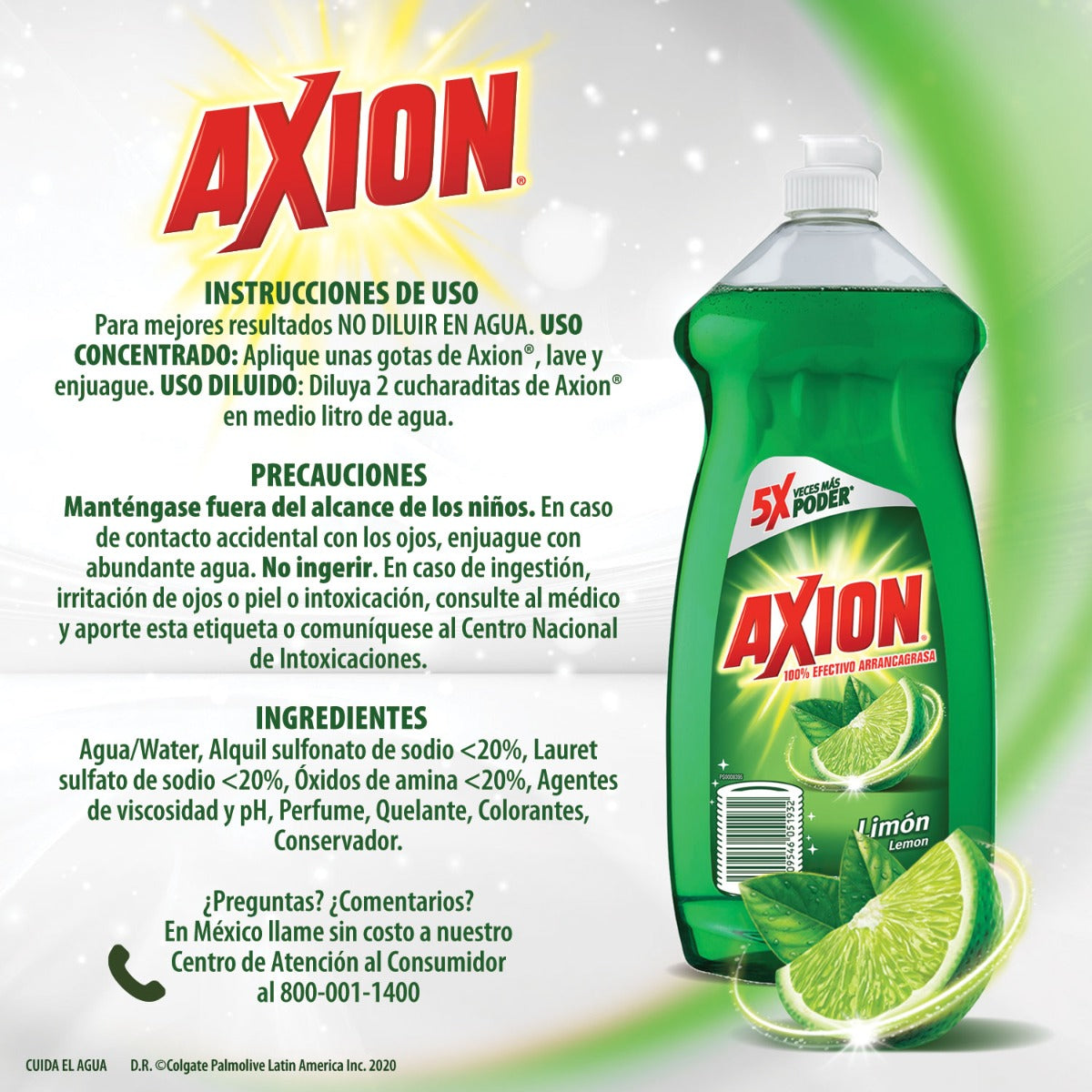 Detergente Lavatrastes Líquido Axion Limón 750 ml
