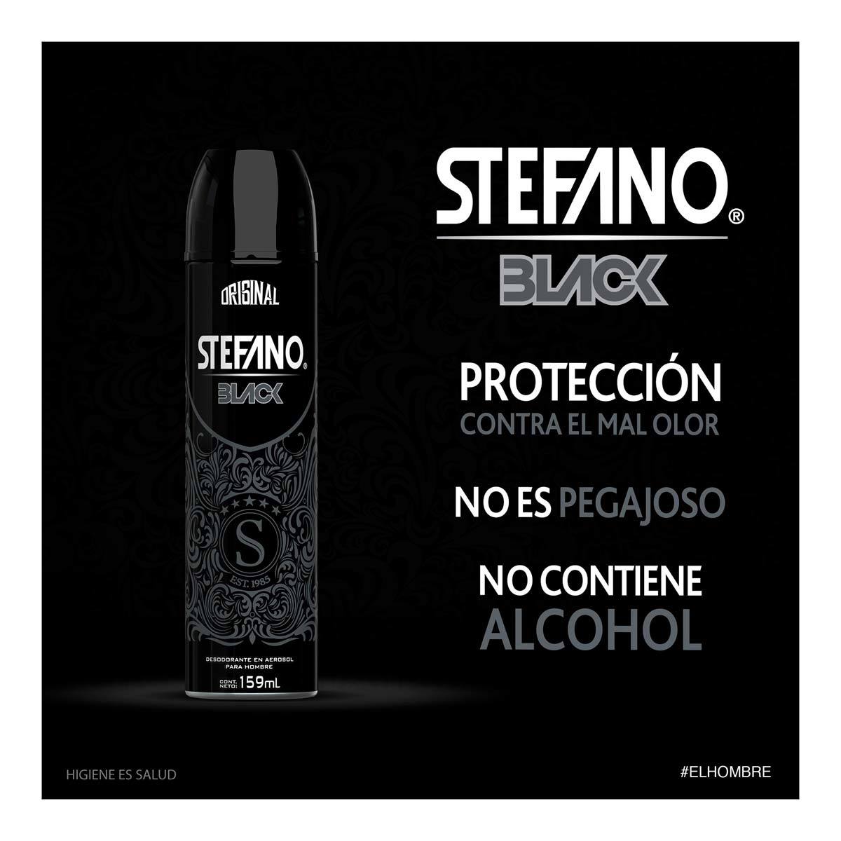 Desodorante Stefano Black en Aerosol de 159 ml