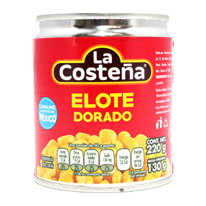 Elote Dorado Entero La Costeña 220 gr