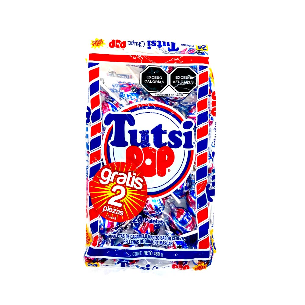 Paleta Rellena Tutsi Cereza Bolsa Con 24 Piezas