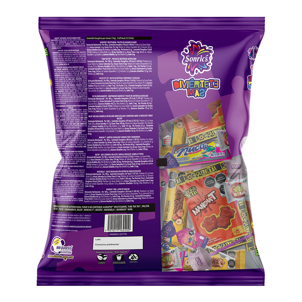 Paquete Diviertete Sonrics Mas Dulces Surtidos Bolsa 1 Kilo