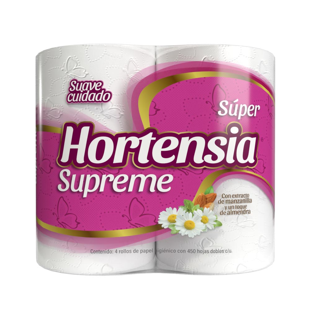 Papel Hig. Hortensia Mega Rosa 450 Hojas 4 pz
