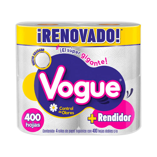Papel Higiénico Vogue 400 Hojas 4 Rollos