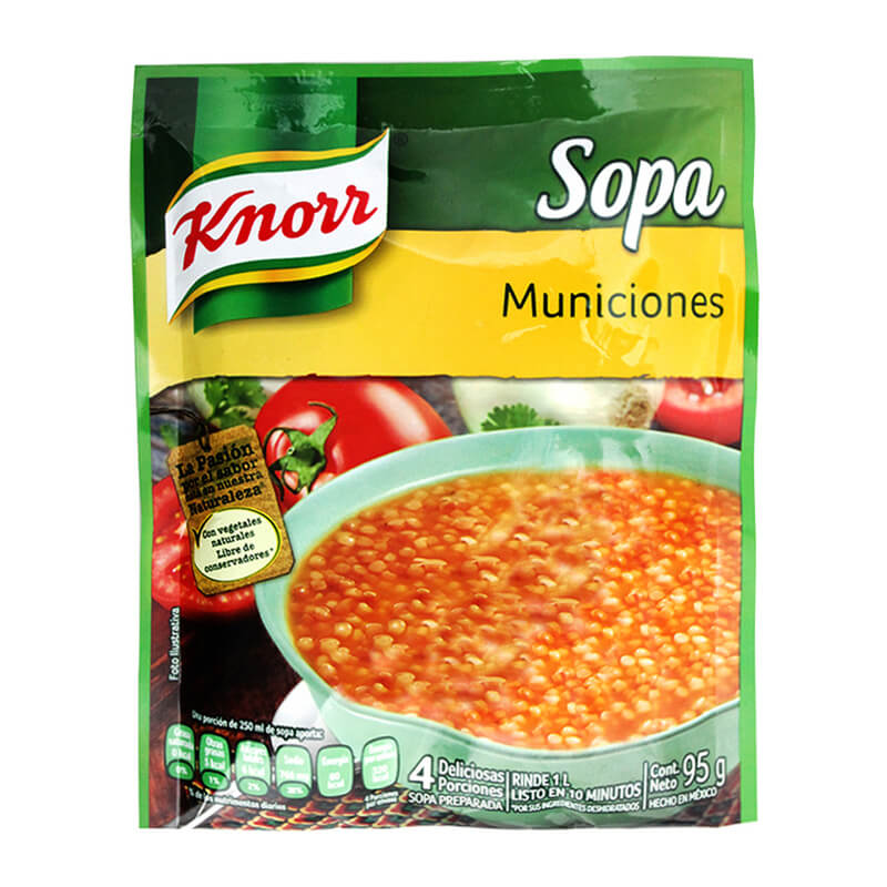 Sopa Instantanea Knorr Municiones 95 Gramos