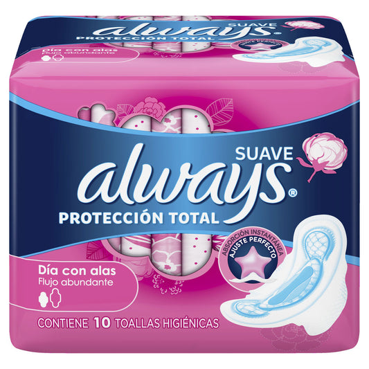 Toallas Hig. Always Suave Protec. Total 10 pz