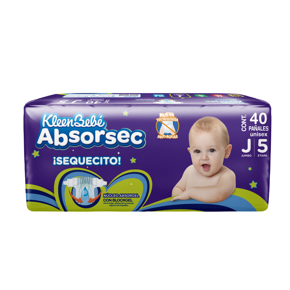 Pañal Jumbo Kleenbebe Absorsec Paquete Con 40 Pz