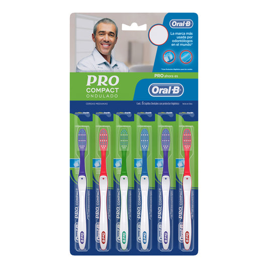 Cepillo Dental Pro Compact Ond Pack De 6 Pzs