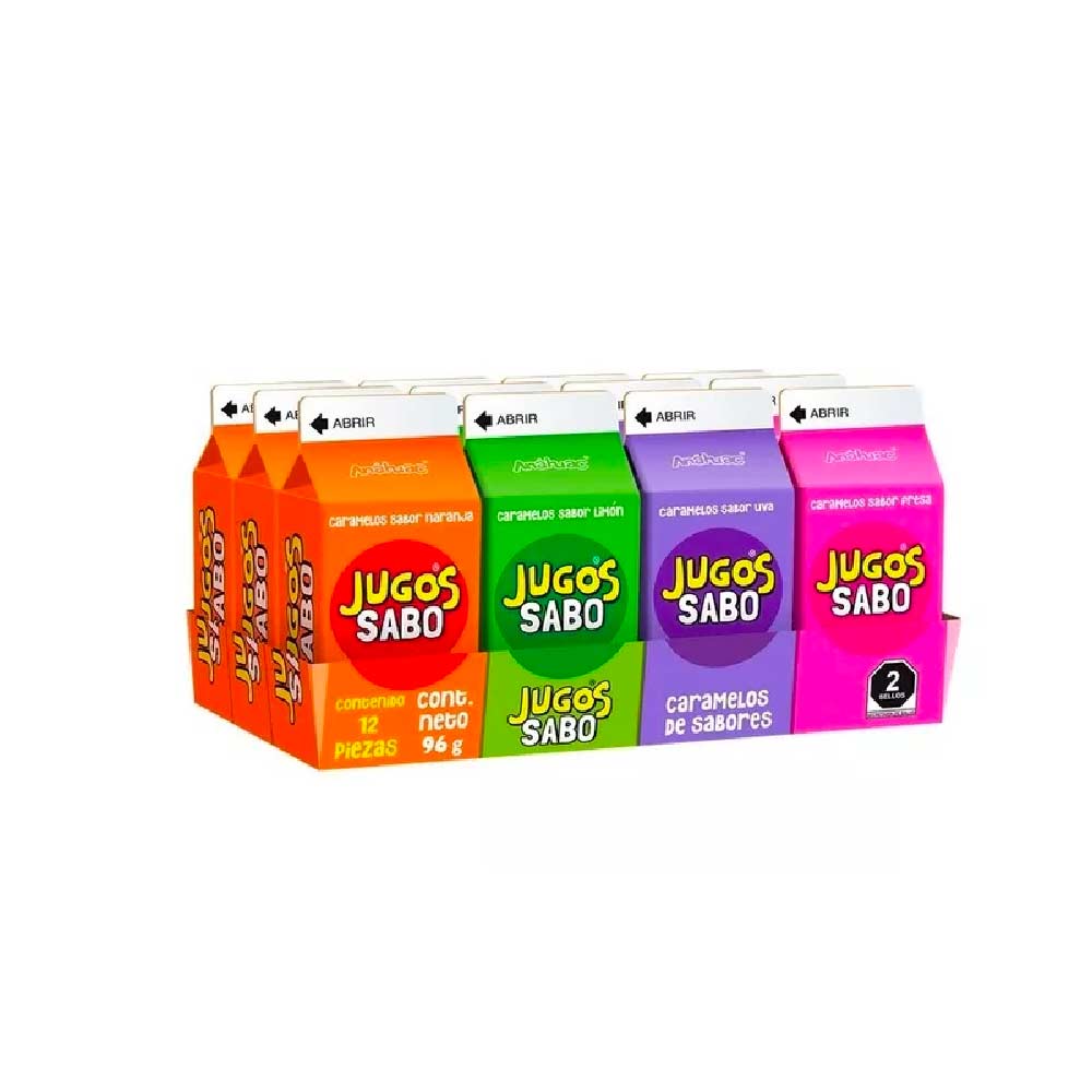 Caramelo Acidulado Jugos Sabores 12 piezas 60 Gramos