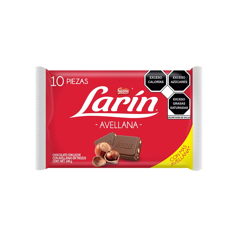 Chocolate Larin Avellana Paquete Con 10 Pz de 24 g