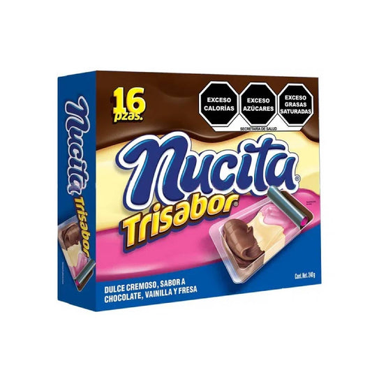 Nucita Dulce Cremoso Trisabor Paquete Con 16 piezas De 15 Gramos