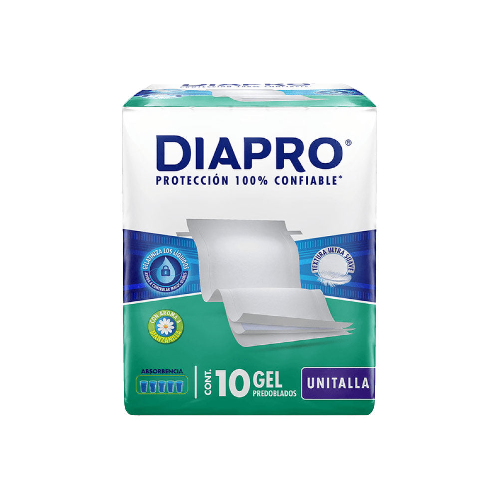 Diapro Pañal Adulto Predoblado Gel Con 10 Pz