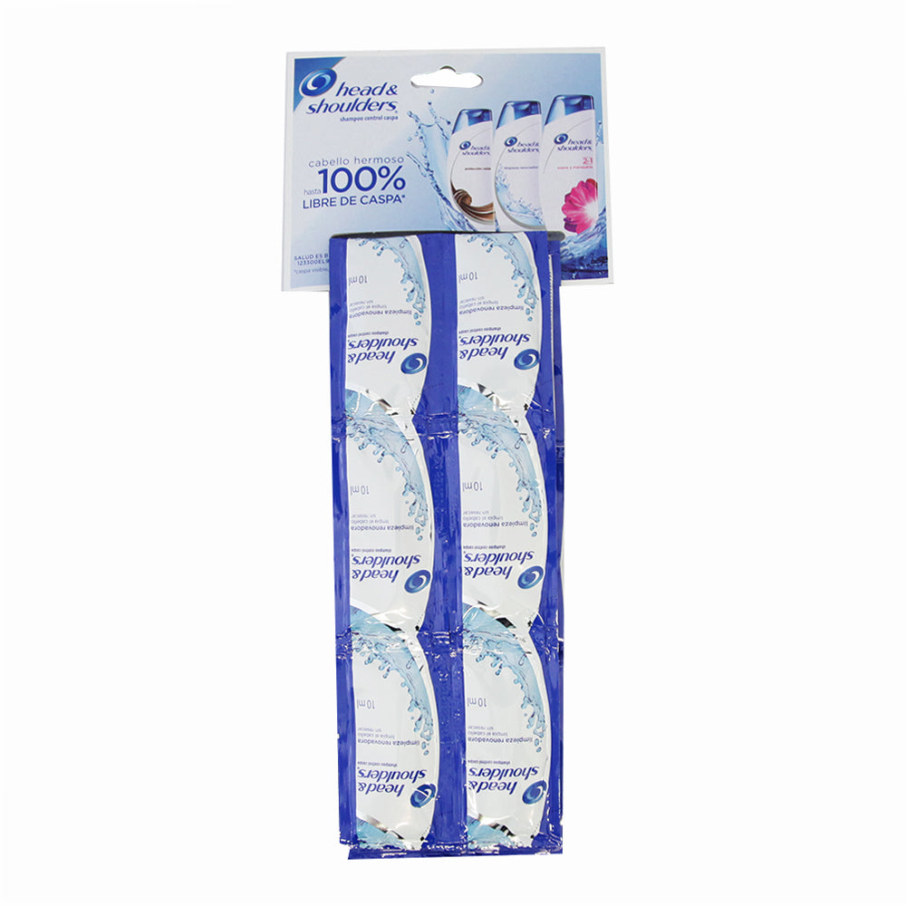 Shampoo Head & Shoulders Limpieza Renovadora Paquete Con 24 Sobres De 10 Ml