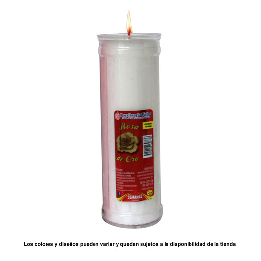 Veladora San Felipe Rosa Oro Ecologica Semanal
