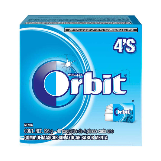 Chicle Orbit 4S Menta Paquete con 40 Piezas