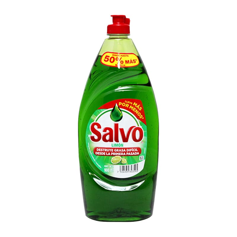 Lavatrastes Salvo  Líquido Limon Botella 900 Mililitros