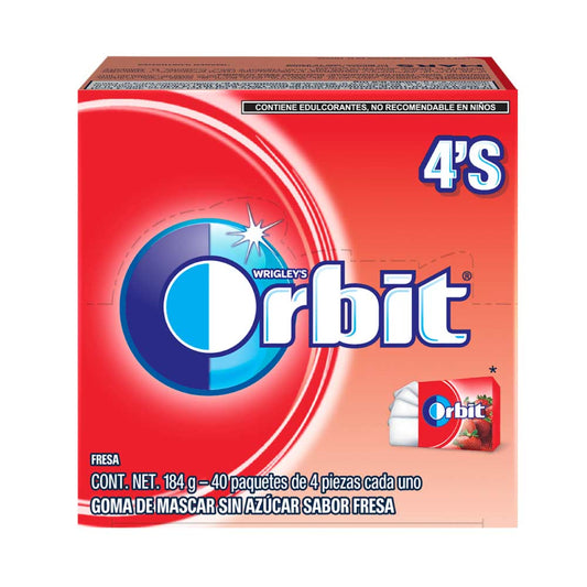 Chicle Orbit 4S Fresa Paquete con 40 Piezas