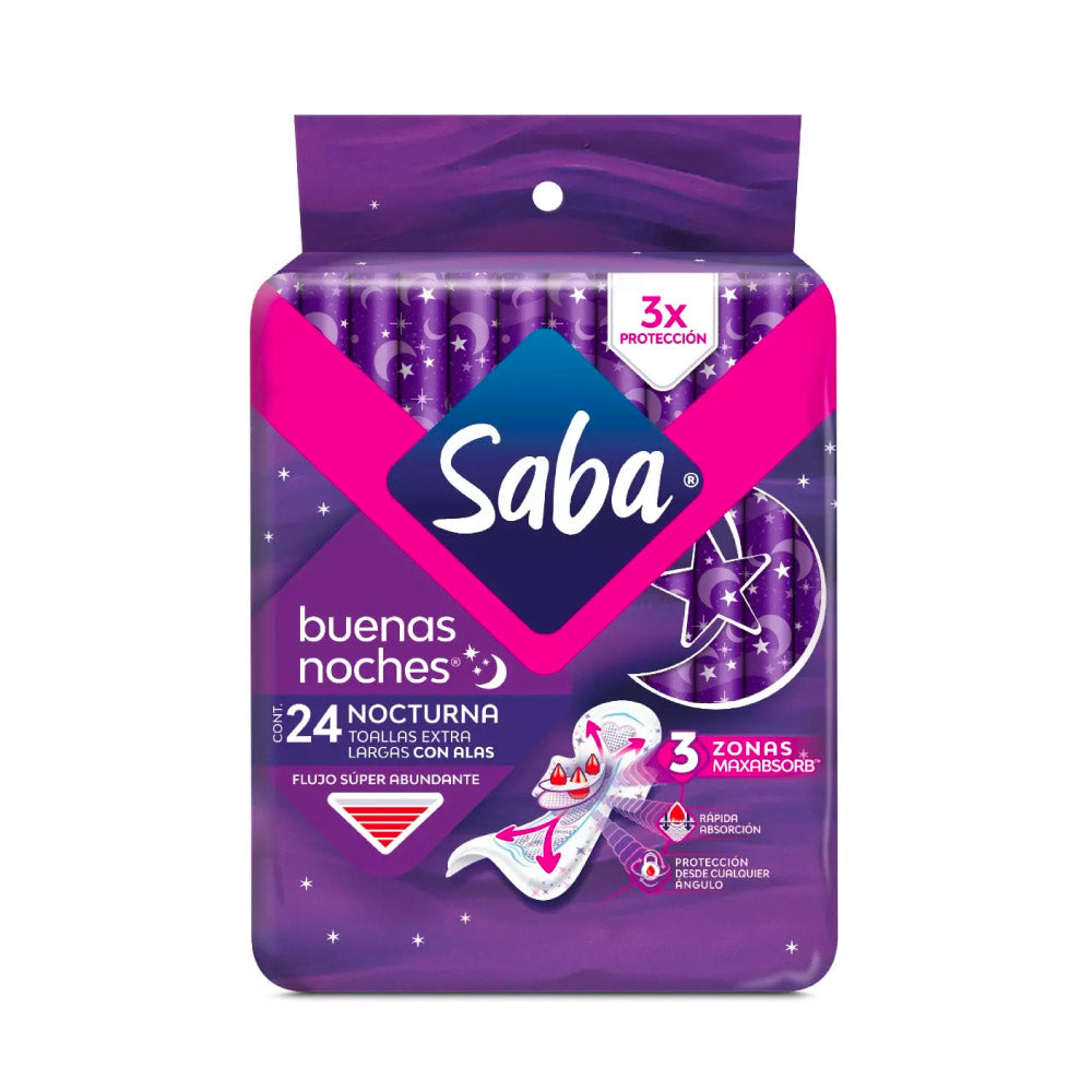 Toalla Femenina Saba Buenas Noches con Alas Paquete con 24 Piezas