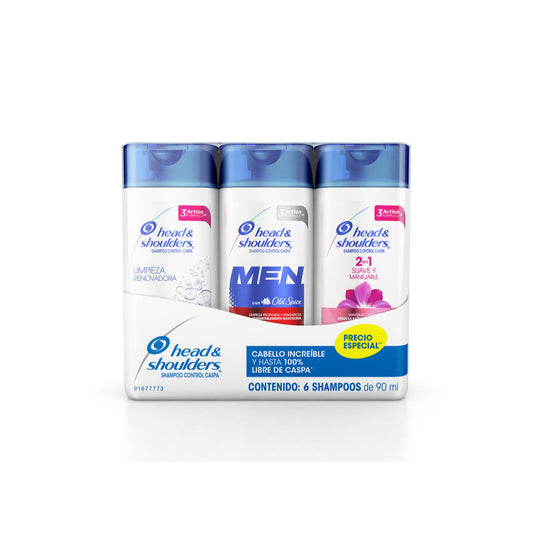 Shampoo Head & Shoulders Pack 6 Pzs De 90 ml