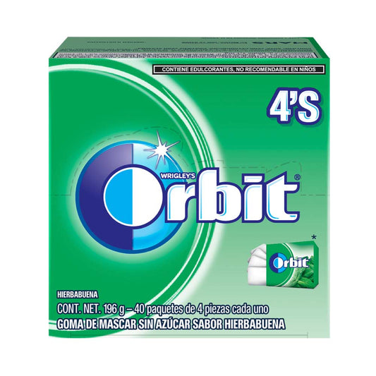 Chicle Orbit 4S Hierbabuena Paquete con 40 Piezas