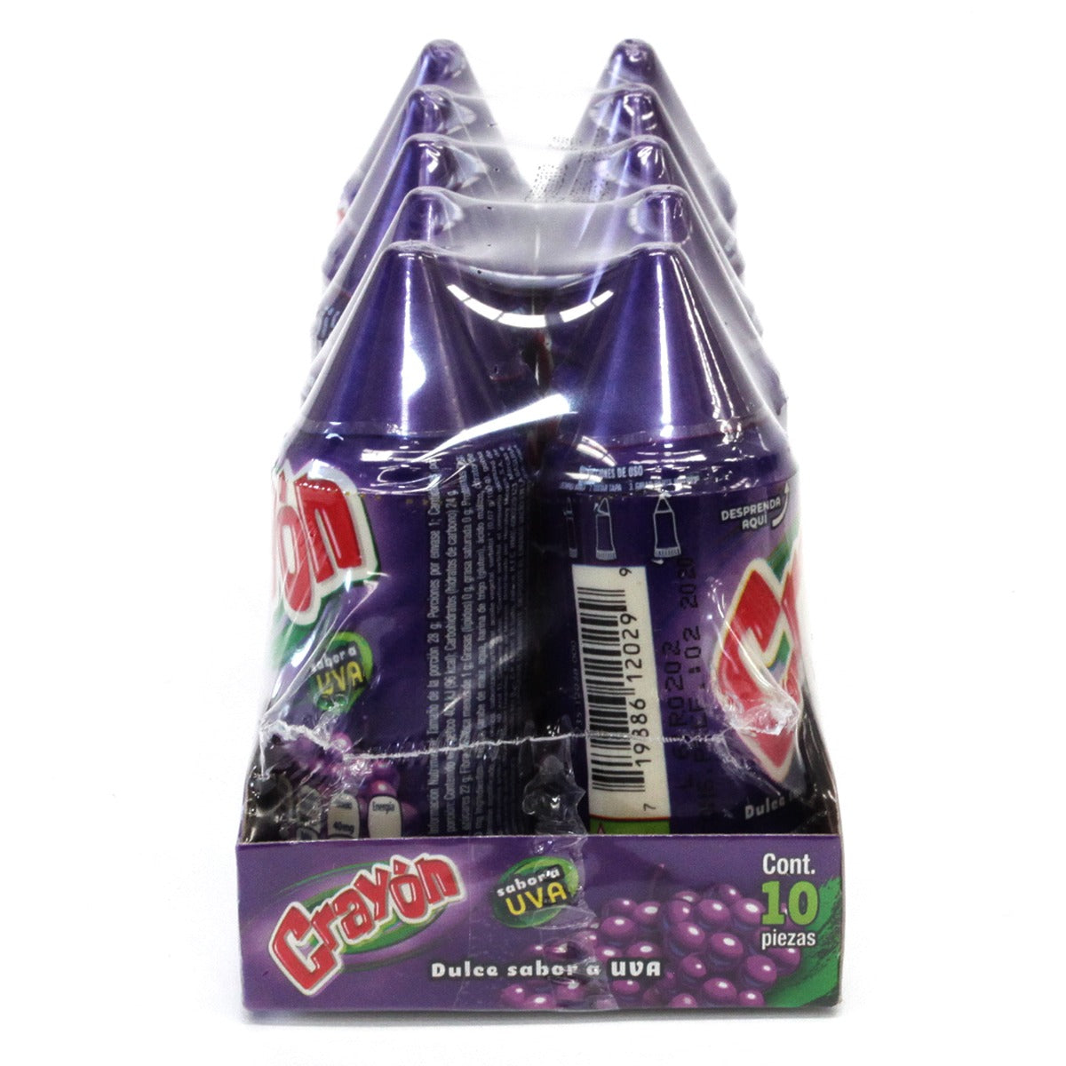 Dulce Acidito Crayon Uva Paquete Con 10 Piezas De 28 Gramos