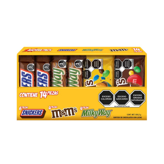 Variety Pack Snickers Milcky M&M Paquete Con 14 Piezas