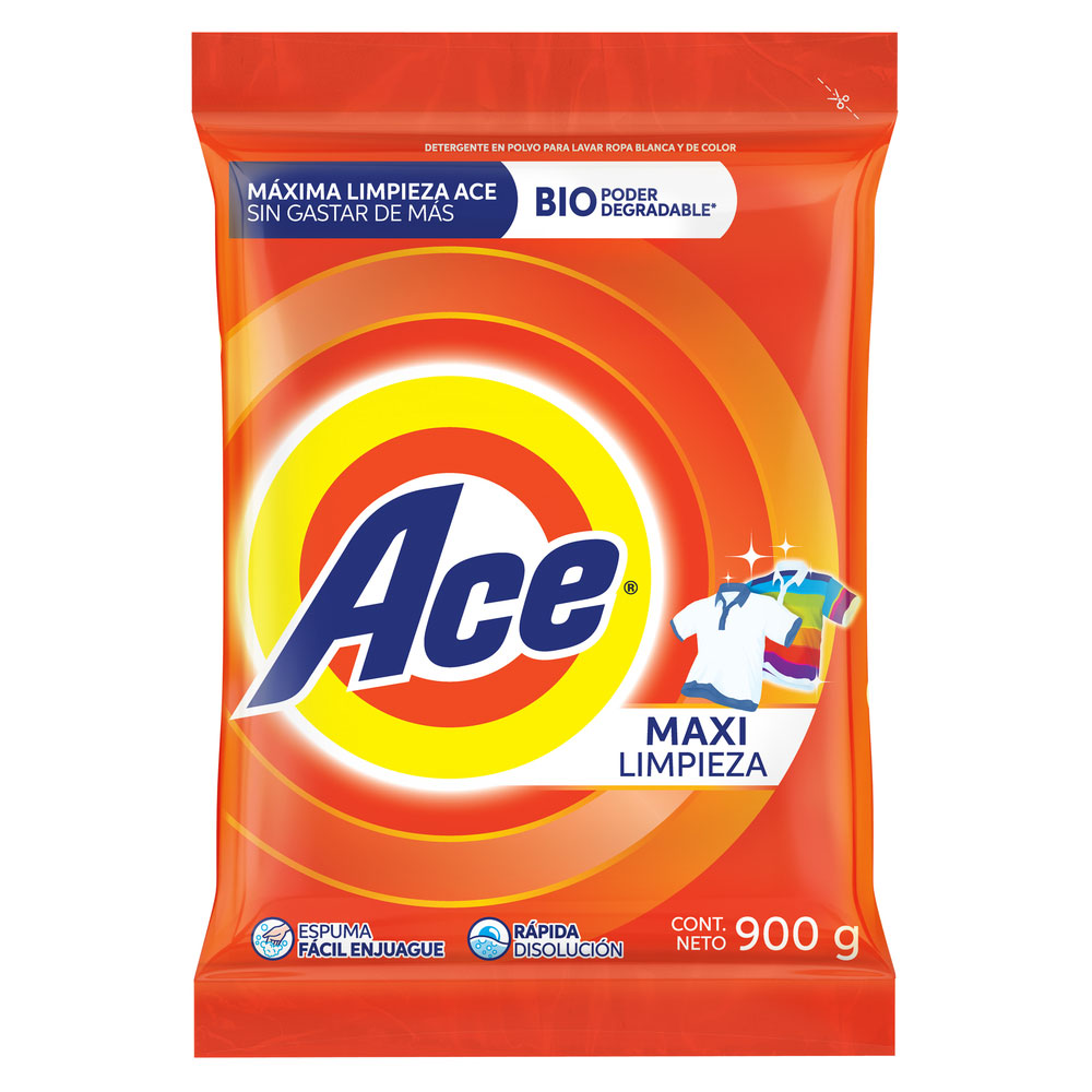 Detergente Ace en Polvo Aroma Regular 900 gr