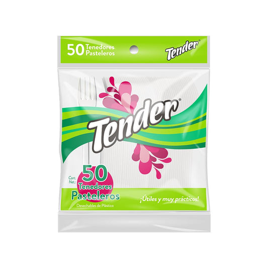 Tenedor Plástico Tender Pastelero Bolsa con 50 Piezas