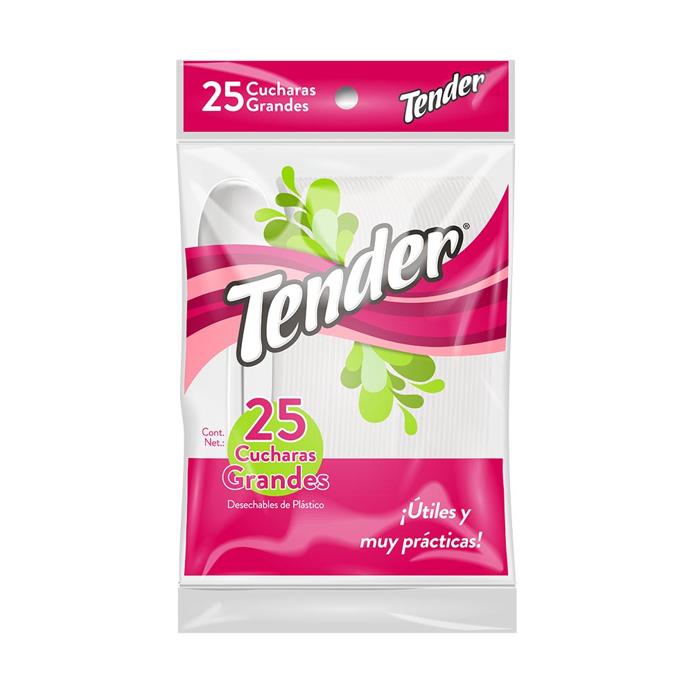 Cuchara Plástico Tender Grande Bolsa con 25 Piezas